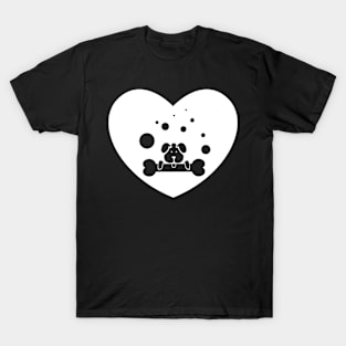 Heart Shaped Dog bones Funny Dog Lover T-Shirt